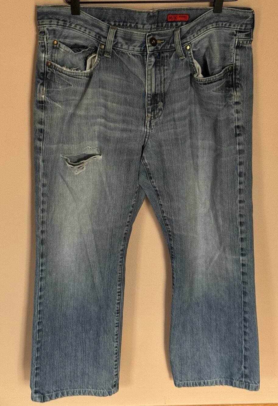 Apt 9 Men’s Distressed Denim Straight Fit Jeans Size 36X27 Y2K